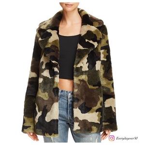 Aqua faux fur camo jacket
